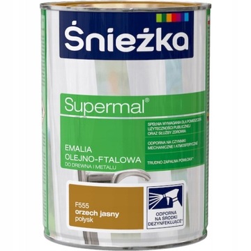 Śnieżka Supermal emalia olejno-ftalowa ORZECH JASNY F555 połysk 0,8L