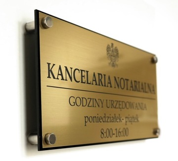 TABLICZKA na pleksi i dystansach KANCELARIA NOTARIALNA PRAWNA 295x145 mm