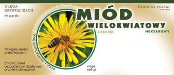 Etykiety na Miód WIELOKWIATOWY (100szt) wzór E1114