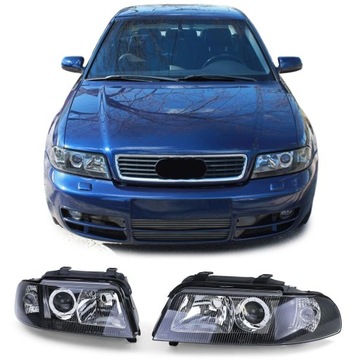 Пара черных фар S4 для Audi A4/S4 95-01 Facelift Look