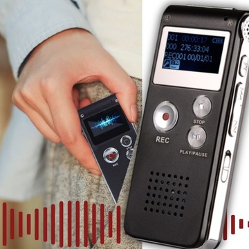 ЦИФРОВОЙ ДИКТОФОН С ОБНАРУЖЕНИЕМ ЗВУКА 8 ГБ 500H MP3 Подслушивание ПОЛЬСКОЕ МЕНЮ