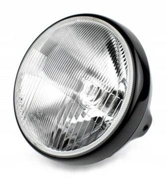 LAMPA MOTOCYKLOWA PRZEDNIA 7 CALI 12V CZARNA RAMKA