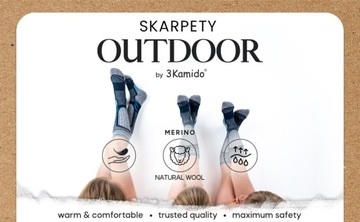3Молодежные носки Kamido OUTDOOR, шерсть мериноса, серые и оранжевые 39-42