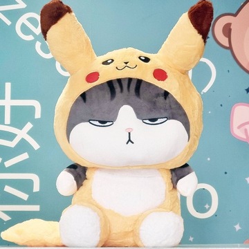 Maskotka pluszak duży kot kotek w przebraniu pikachu 40-55cm