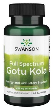 Swanson Gotu Kola 435mg Pamięć Nerwy Koncentracja Mózg Stres Depresja 60k