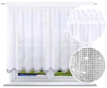 FIRANA Z CYRKONIAMI 160x400 FIRANKA CEKINY FIRANY DO SALONU GLAMOUR BIAŁE