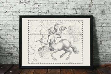 SEKSTANS STARS Карта неба из атласа Йохана Гевелия 40x30 см