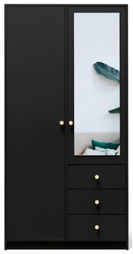 Szafa otwierana 2- drzwiowa SIENA D2 czarna + złote uchwyty, 100x200x57,5cm