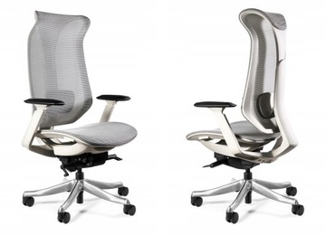 Fotel Ergonomiczny FOCUS Szary Krzesło Unique Obrotowy Siatka Biurowy