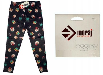 MORAJ legginsy spodnie W229 ocieplane SÓWKI 98-104
