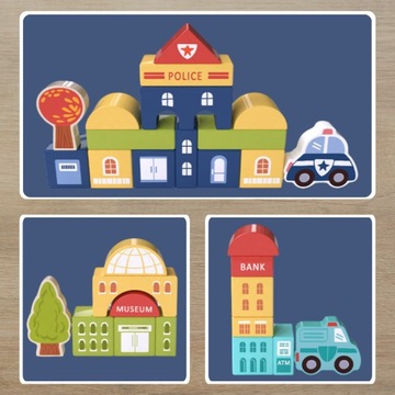 Деревянные блоки Городские автомобили 115 + Развивающие головоломки-конструкторы