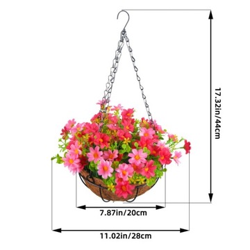 Искусственные висячие цветы в корзине для украшения лужайки во внутреннем дворике, розовые.