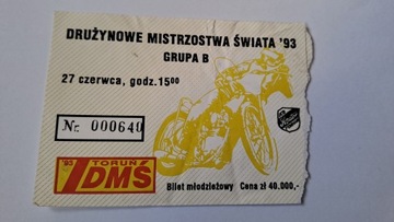 DRUŻYNOWE MISTRZOSTWA ŚWIATA 27-06-1993 TORUŃ ŻUZEL SPEEDWAY