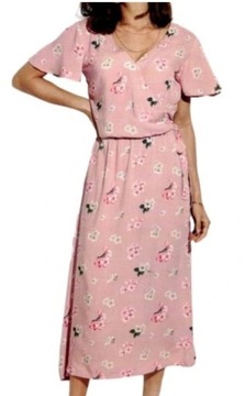 SUKIENKA DAMSKA W KWIATY WISKOZA PINK XL TOM&ROSE