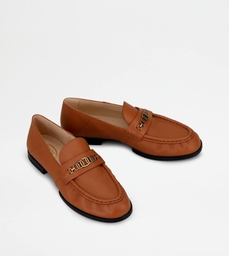 TOD'S mokasyny brązowe z łańcuszkiem r. 39