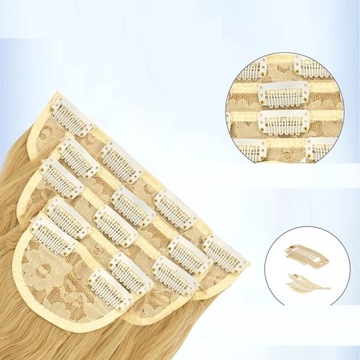 ЗАЖИМЫ ДЛЯ СИНТЕТИЧЕСКИХ ВОЛОС КЛУБНИЧНЫЙ БЛОНД 50 СМ 5 ПРЯДЕЙ