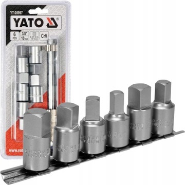 НАБОР Квадратных ключей YATO ДЛЯ МАСЛЯНЫХ ПРОБОК 3/8'''', 6 ДЕТАЛЕЙ YT-05997