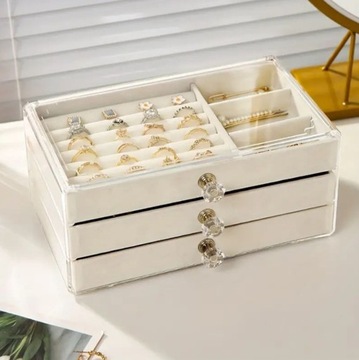 Damska Szkatułka kuferek na biżuterię organizer pudełeczko futerał pojemny