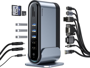 Adapter BASEUS HUB przejściówka 16 w 1 USB Typ C stacja dokująca PD 100W