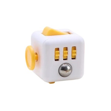 KOSTKA ANTYSTRESOWA FIDGET CUBE BIAŁOŻÓŁTA
