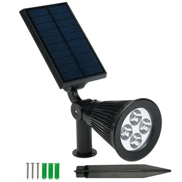 OGRODOWA WBIJANA LAMPA SOLARNA 4 LED REFLEKTOR 200lm SPOT BIAŁY CIEPŁY