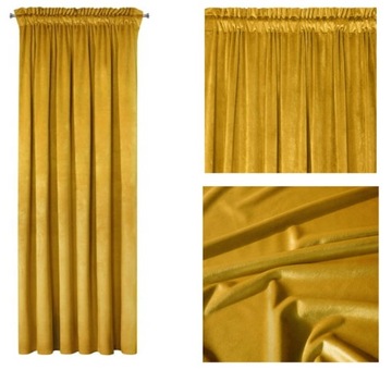 ZASŁONA WELUROWA VELVET NA TAŚMIE 140X270 ŻÓŁTA