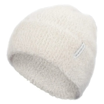 W476B Beżowy komplet zimowy damski czapka i szalik
