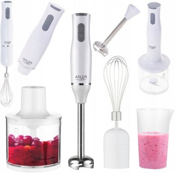 Blender Ręczny Wielofunkcyjny Mikser Biały Mocny Turbo Robot Zestaw 800W