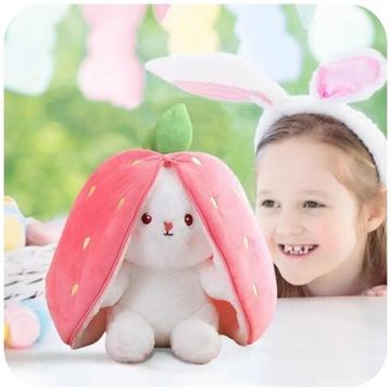 ПЛЮШЕВАЯ ИГРУШКА КРОЛИК МОРКОВЬ КЛУБНИКА 3 В 1 МЯГКАЯ ИГРУШКА ДЛЯ ОБНИМАНИЙ