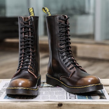 40 GLANY BOTKI OFICERKI DR COMBAT BOOTS SKÓRZANE TRAPERKI KOZAKI 14 DZIUREK