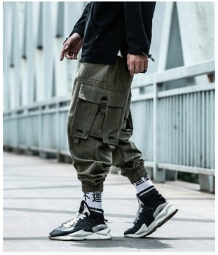 Streetwear Black Cargo Pants Mens Plus Size Hip Ho