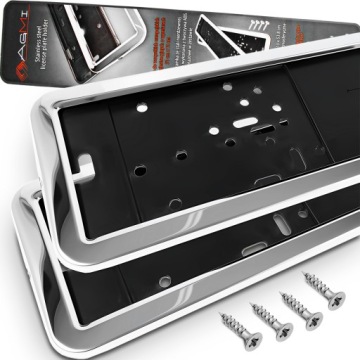 РАМКА ДЛЯ НОМЕРНЫХ ЗНАКОВ МЕТАЛЛ ХРОМ 2 ШТ. РАМКИ ДЛЯ НОМЕРНЫХ ЗНАКОВ КОМПЛЕКТ R