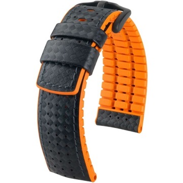 Czarno-pomarańczowy pasek skórzany 22 mm HIRSCH