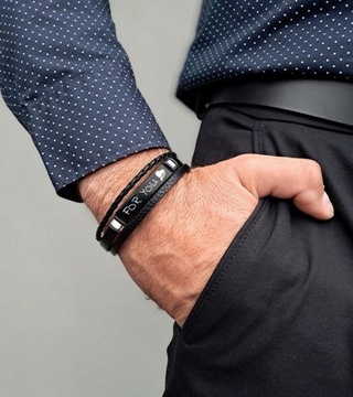Bransoletka skórzana dla MĘŻA z GRAWEREM stal 316L