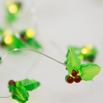 СВЕТОВАЯ ЦЕПЬ 20 x LED - падуб 2,2 м ДЕКОРАТИВНЫЕ ЛАМПЫ Рождество