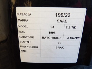 BLATNÍK PRAVÝ SAAB 93 2,2TID HB