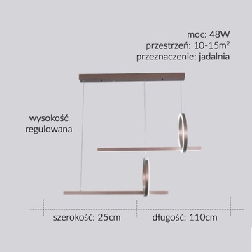 Лама висит над обеденным столом 2 КОЛЬЦА 110см 48Вт