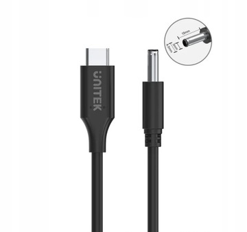 Kabel zasilający do laptopów Dell Unitek, 65W USB-C - DC 4,5 x 3,0 mm