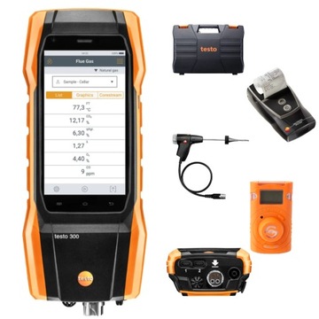 Analizator spalin testo 300 (4.000 ppm) - zestaw z drukarką Bluetooth + det
