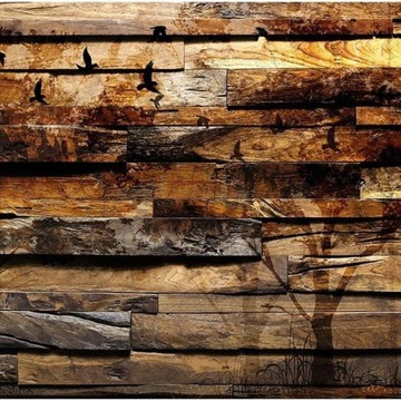 FOTOTAPETA 3D NA ŚCIANĘ DO SYPIALNI 400x280 +KLEJ, Drewno, deski, natura
