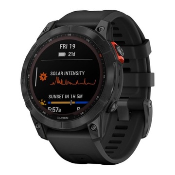 smartwatch zegarek Garmin Fenix 7 Solar Slate Gray z czarnym paskiem