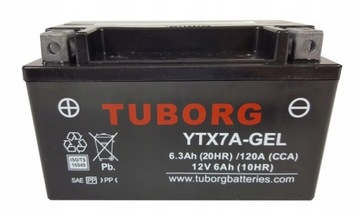 Akumulator ŻELOWY Tuborg YTX7A-BS GEL 12V 6Ah 120A L+ ZAMIENNIK YUASA VARTA