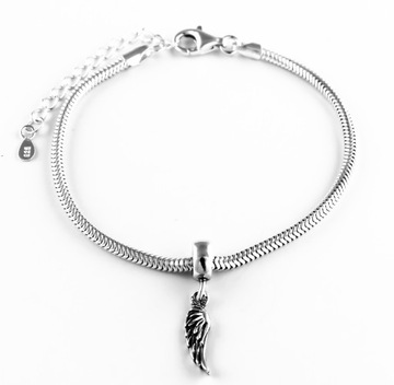 BRANSOLETKA MODUŁOWA DO CHARMS SREBRO 925 17-21cm +SKRZYDŁO ANIOŁA ,PREZENT