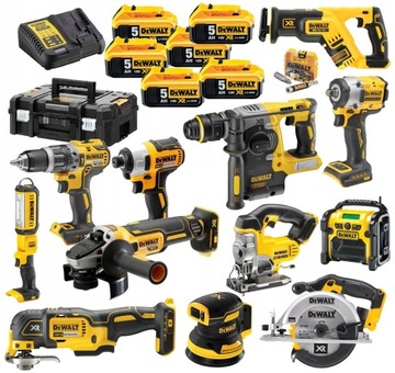 DEWALT ZESTAW COMBO 12SZT NARZĘDZI AKUMULATORY 6x5AH 18V