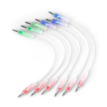 Kable Eurorack LED Patch Patchkable 3,5mm Mono męskie minijack 6 sztuk 15cm