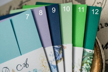 WINIETKI WESELNE, WIZYTÓWKI ŚLUBNE KWIATOWE 10 szt