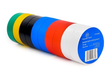 ИЗОЛЕНТА ИЗОЛЯЦИОННАЯ НАБОР ЛЕНТЫ ПВХ ЦВЕТНОЙ 10ШТ ВОДОНЕПРОНИЦАЕМАЯ 19х10 м