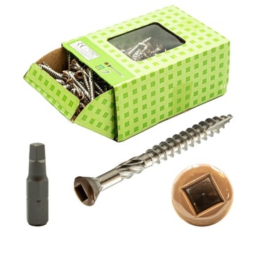 Wkręty tarasowe/fasadowe 5x50 brązowy łeb 200 sztuk + BIT
