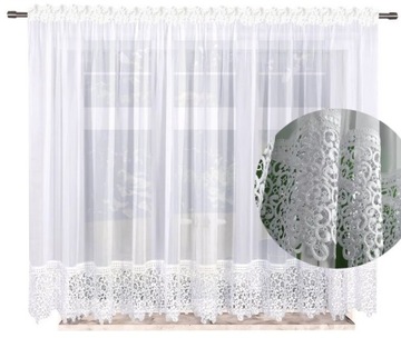FIRANA GOTOWA GŁADKA Z GIPIURĄ 180x400 FIRANY GOTOWE Z KORONKĄ DŁUGIE SALON
