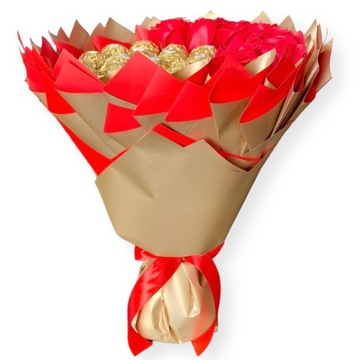 Prezent na każdą okazję Słodki Bukiet Ferrero Rocher + napis do wyboru